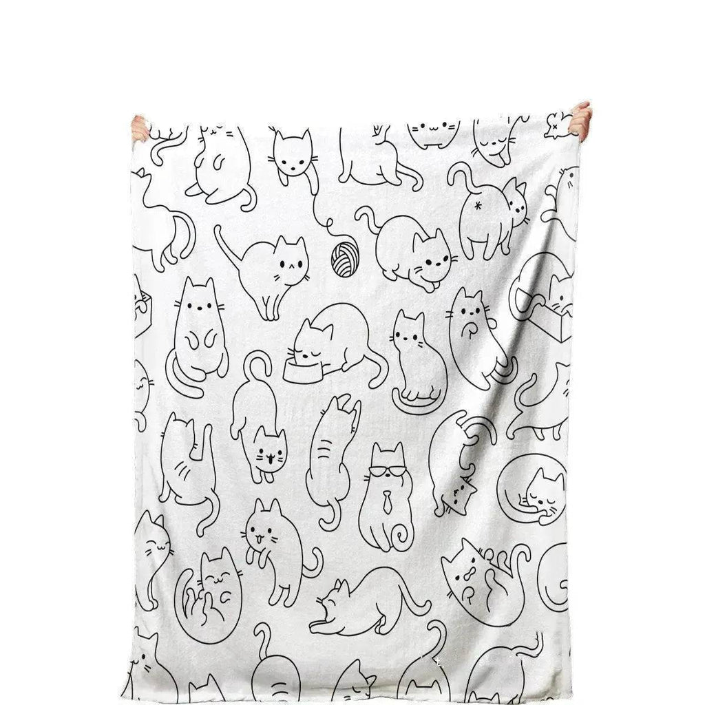 Cute Cat Digital Printing Flannel Blanket - www.Shopthatapp.com