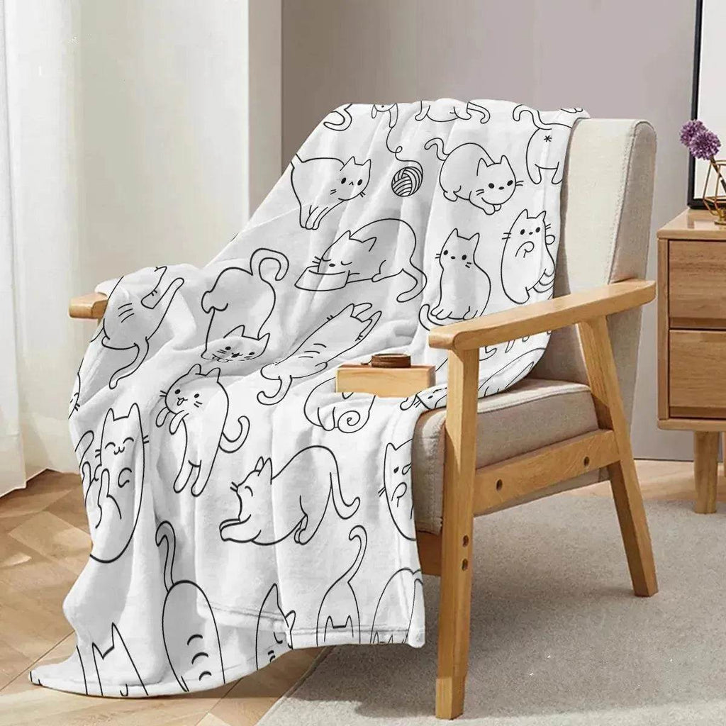 Cute Cat Digital Printing Flannel Blanket - www.Shopthatapp.com