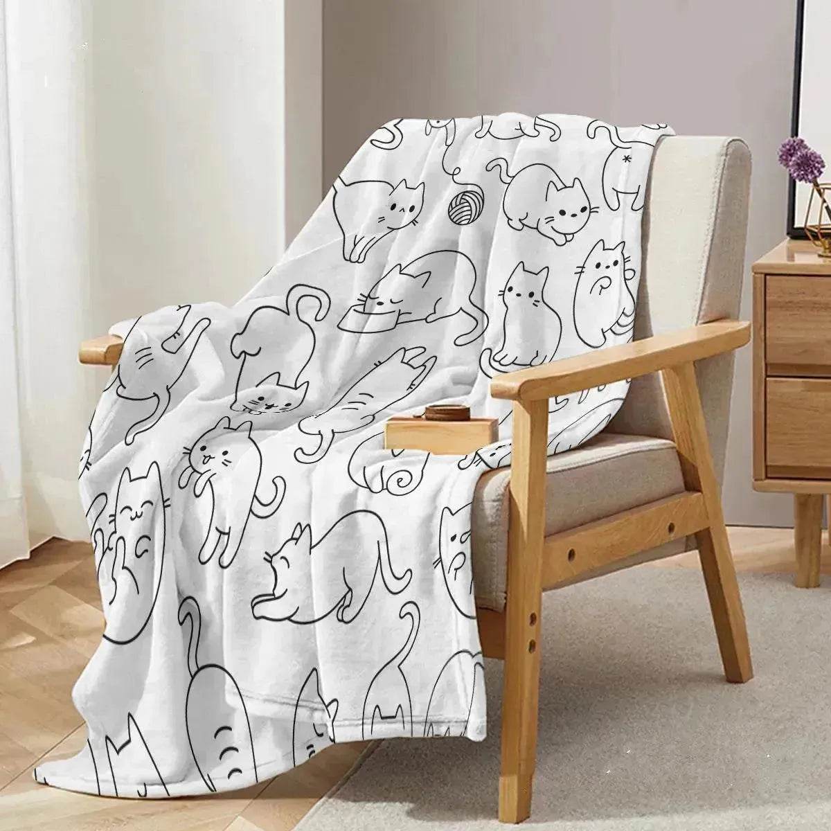 Cute Cat Digital Printing Flannel Blanket - www.Shopthatapp.com
