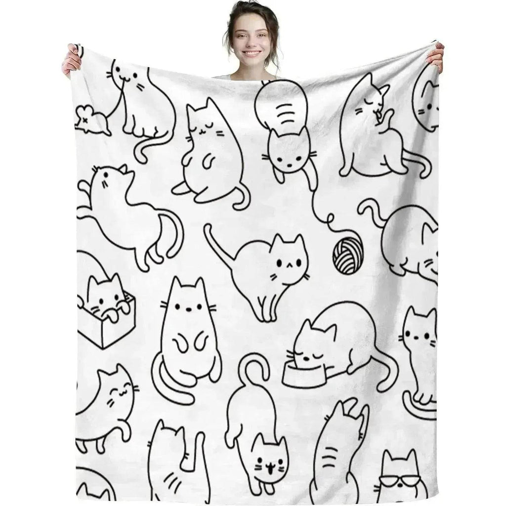Cute Cat Digital Printing Flannel Blanket - www.Shopthatapp.com