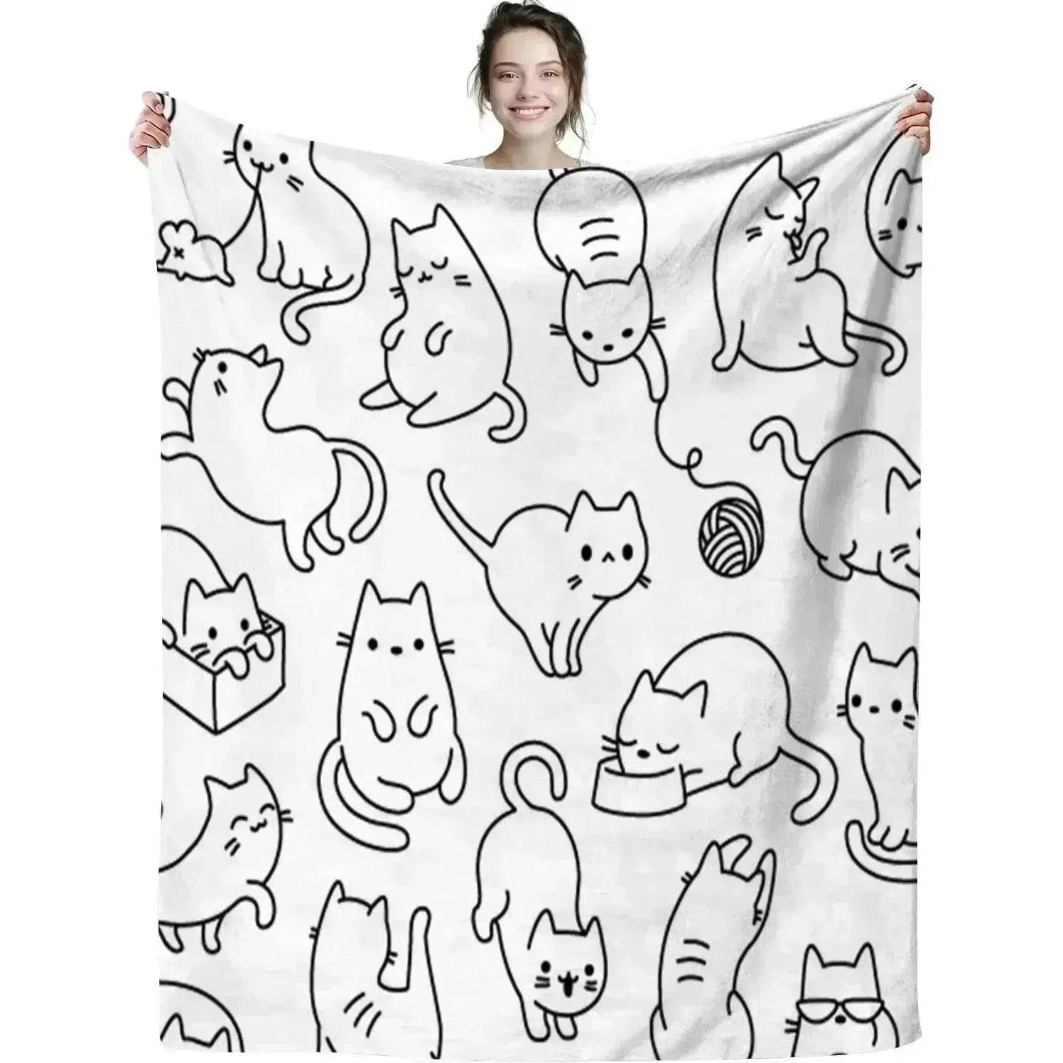 Cute Cat Digital Printing Flannel Blanket - www.Shopthatapp.com