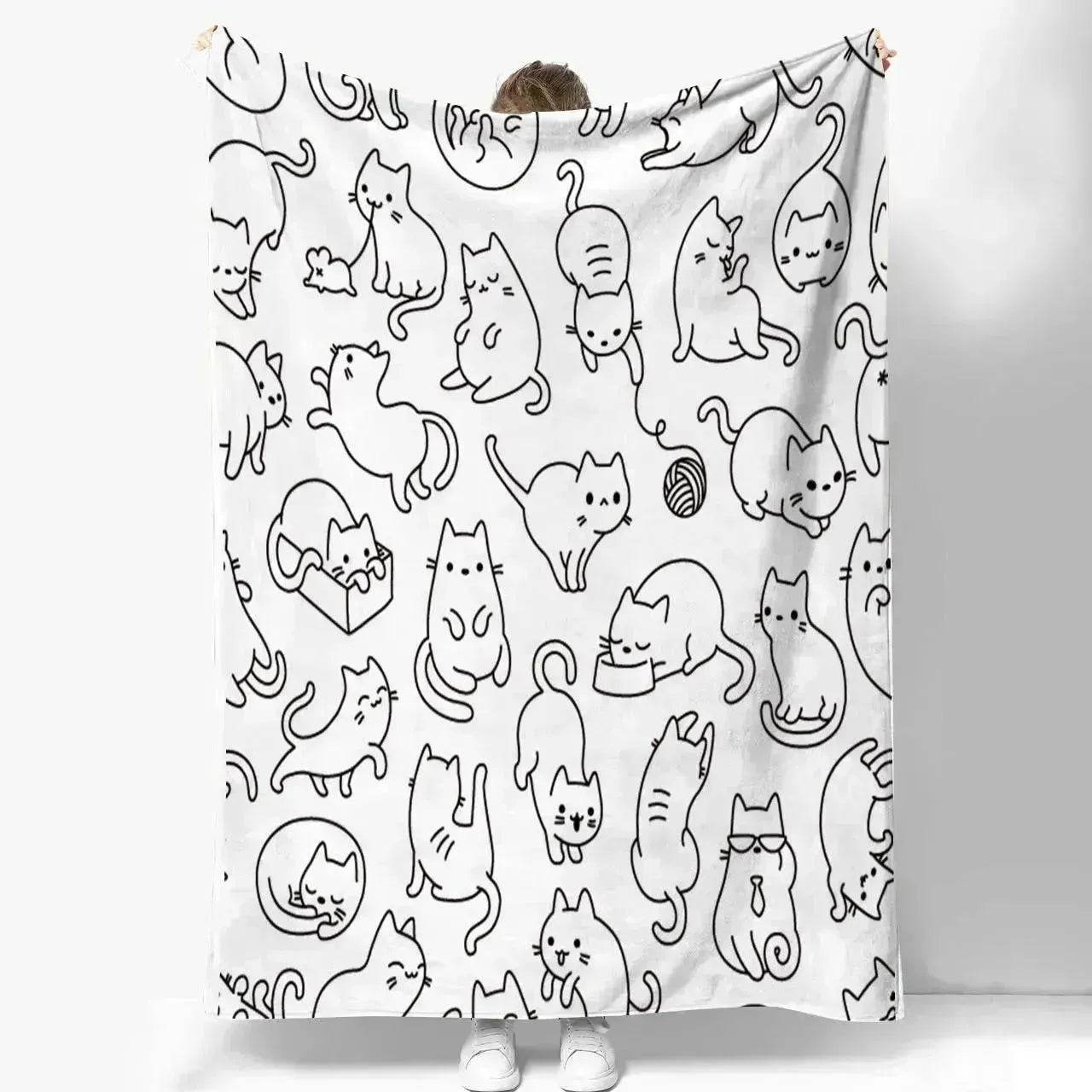 Cute Cat Digital Printing Flannel Blanket - www.Shopthatapp.com