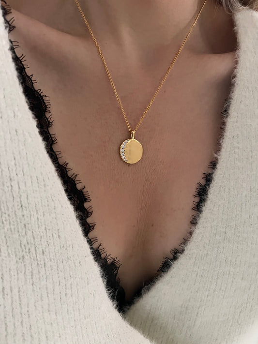 Moon Molten Disc Necklace (Sample Sale)
