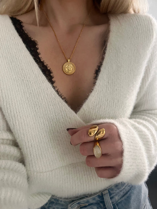 Cubic Zirconia Coin Necklace (Sample Sale) - www.Shopthatapp.com