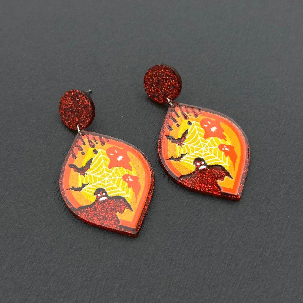 Halloween Day Ornament Colorful Ghost Eyes Funny Acrylic Earrings For Women