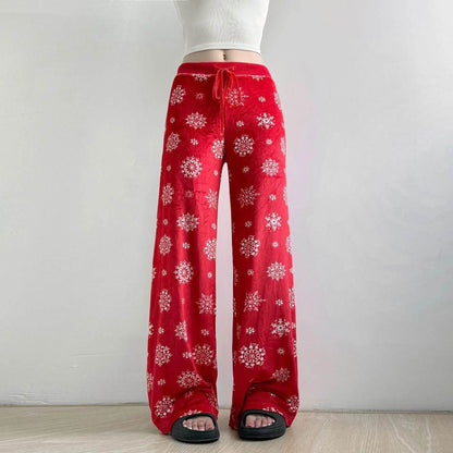 Snowflake Casual Straight Leg  trouser Pants For Women - www.Shopthatapp.com