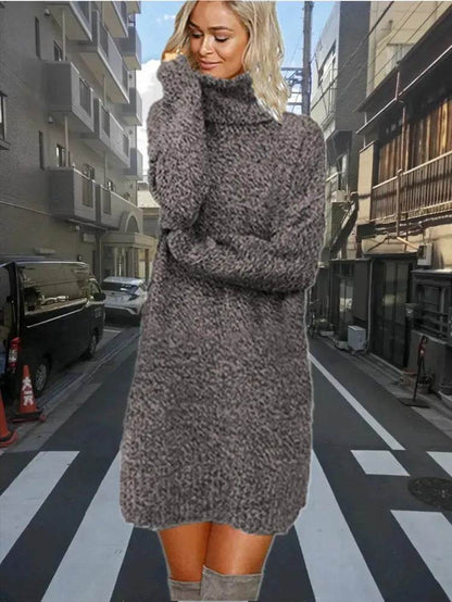 Autumn Winter Cashmere Mini High Neck Sweater Dress - www.Shopthatapp.com