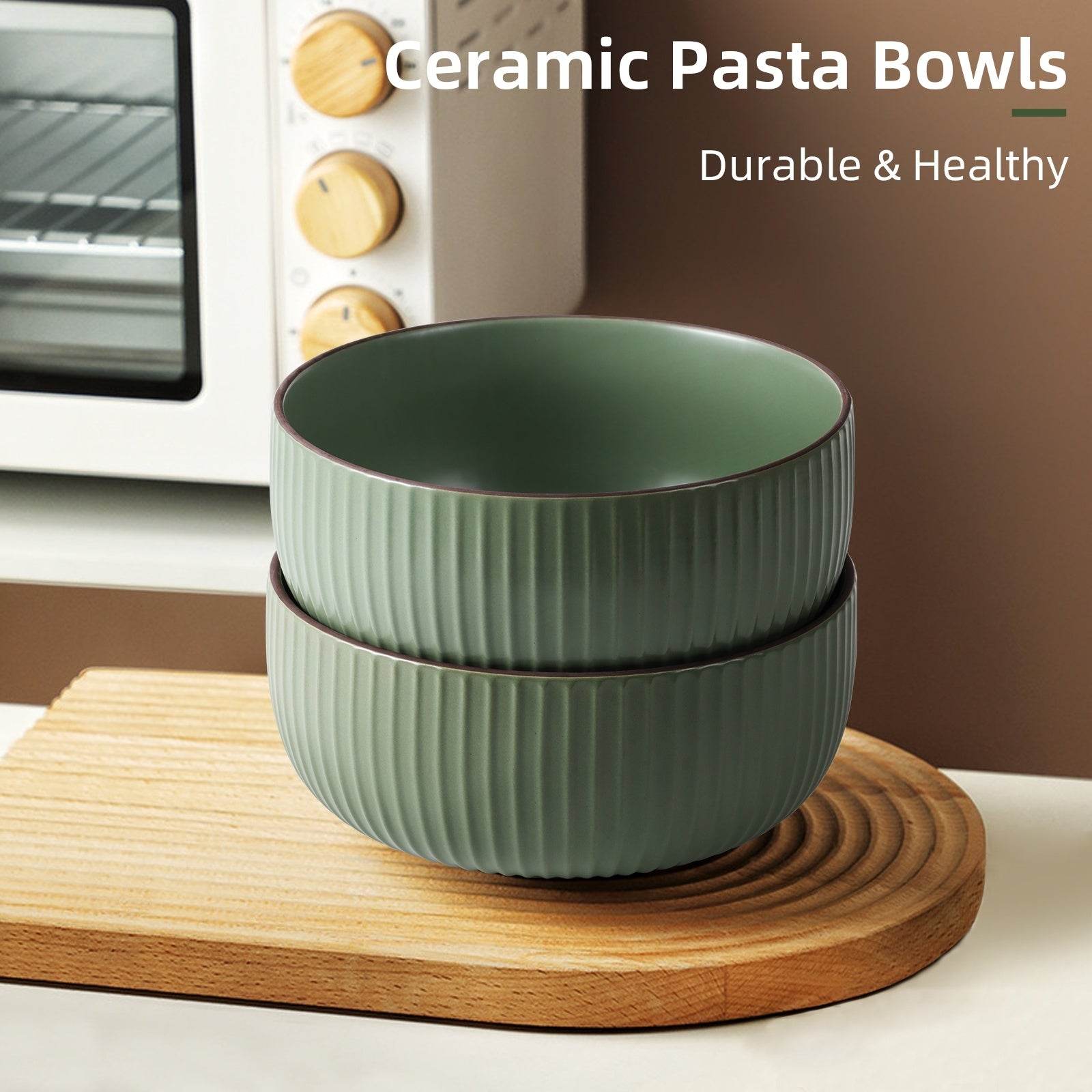 Ceramic Bowls For Kitchen, 46oz Bowl Set Of 4 For Cereal, Salad, Pasta, Soup, Dessert, Serving Dishwasher, Microwave And Oven Safe - www.Shopthatapp.com