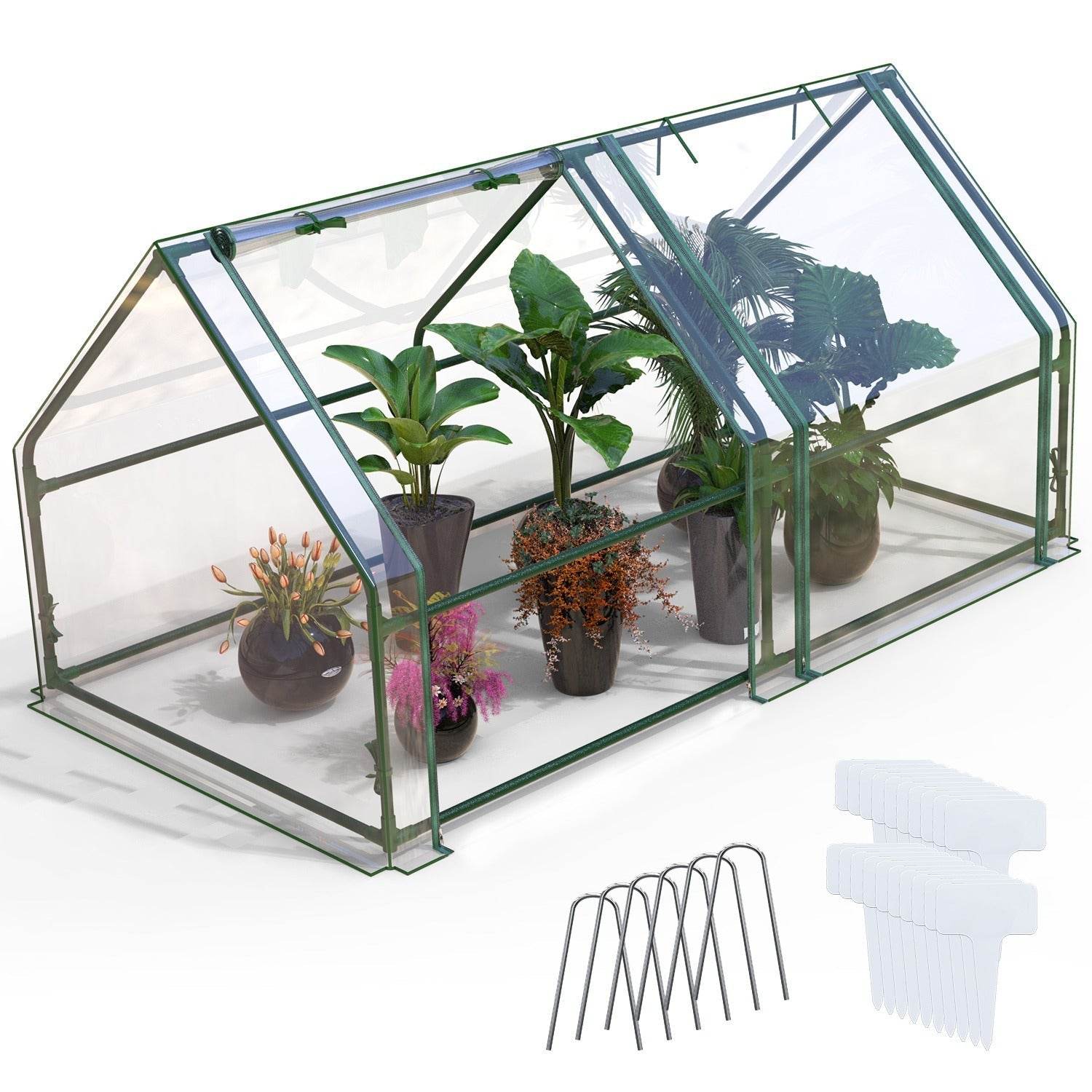 1Pc Portable Mini Greenhouse 70.86x33.46x37.4in With Roll-Up Zipper Doors Waterproof UV-Resistant PVC Cover Hot House For Indoor Outdoor Garden Patio Yard - www.Shopthatapp.com
