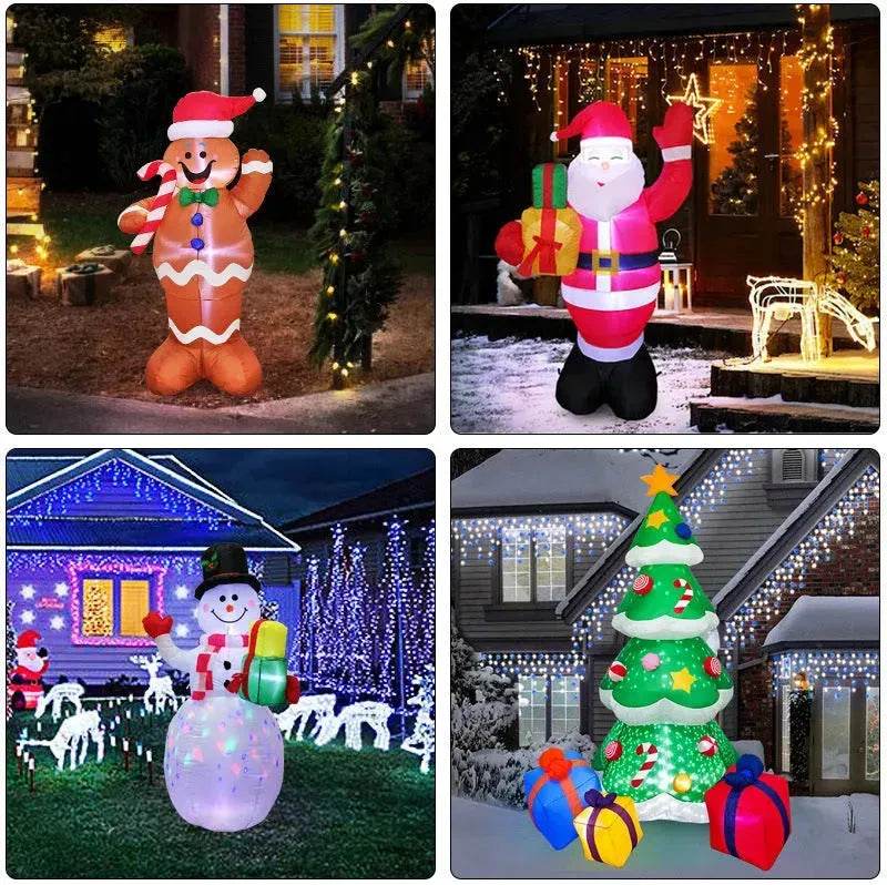 Christmas LED Lights Glowing Santa Tree Snowman Inflatable Doll Outdoor Yard Garden Decor - www.Shopthatapp.com