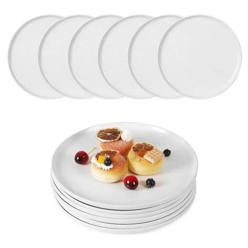 6PCS Flat Ceramic Steak Plate Salad Plates - www.Shopthatapp.com