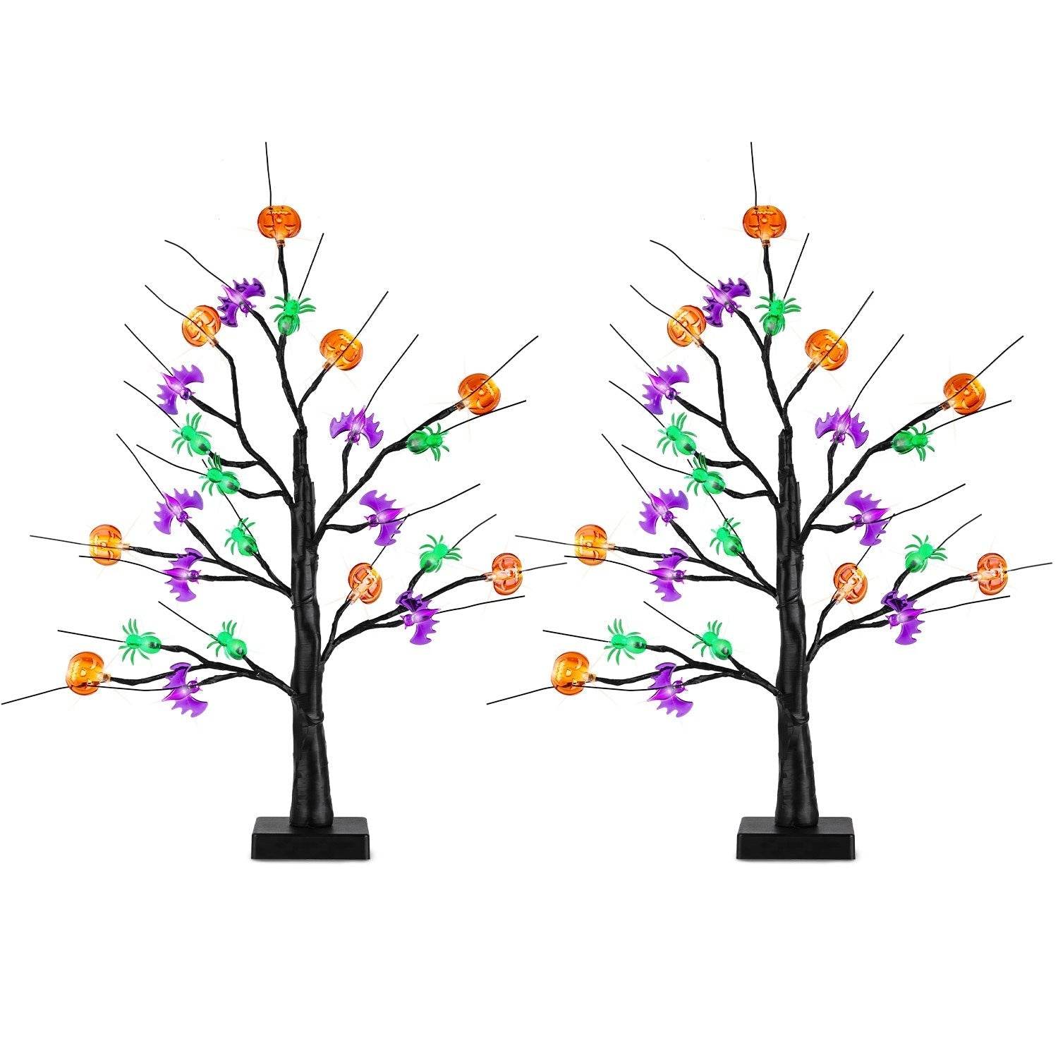 2Pack 1.97FT Lighted Halloween Trees Halloween Indoor Decorations Black Halloween Tree Lights With Timer Adjustable Twigs For Tabletop Party - www.Shopthatapp.com