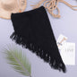 European And American Women's See Through Hollow Knitted tassel fringe Slant Beach Skirt - www.Shopthatapp.com