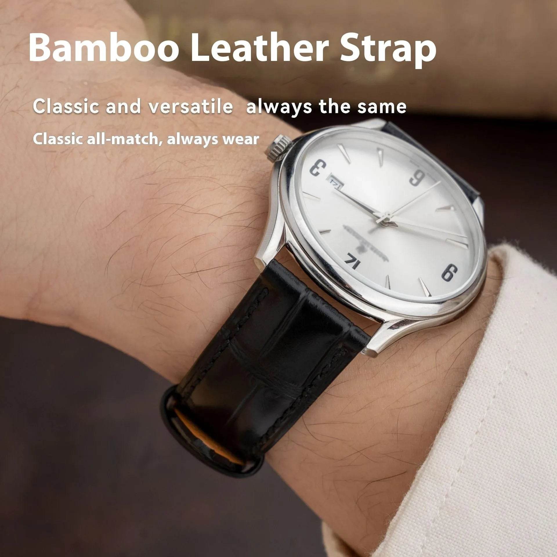 Bamboo Pattern Cow Leather Watch Strap Unisex - www.Shopthatapp.com