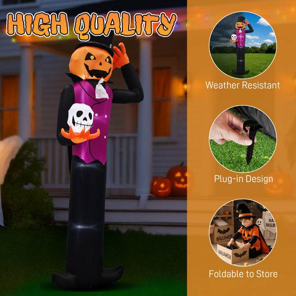12ft Caped Pumpkin Man, Halloween Inflatable Decoration 12V - www.Shopthatapp.com