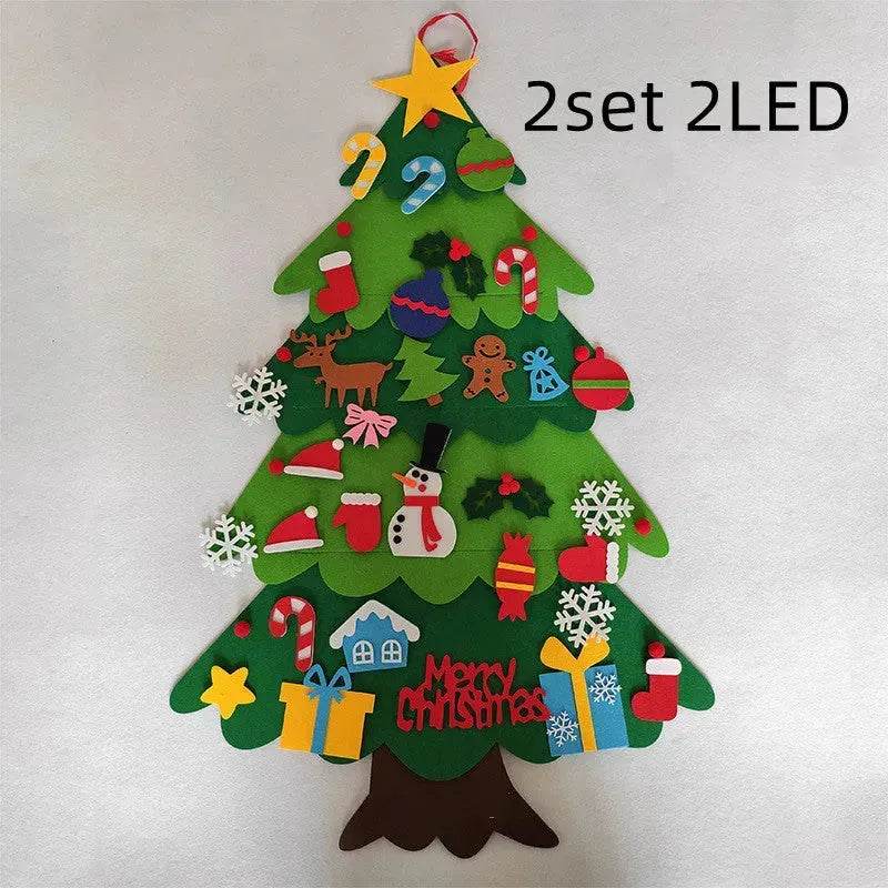 DIY Felt Christmas Tree New Year Toddler Kids Handmade Gift Toys Door Wall Hanging Ornaments Holiday Party Home Decor Set - www.Shopthatapp.com