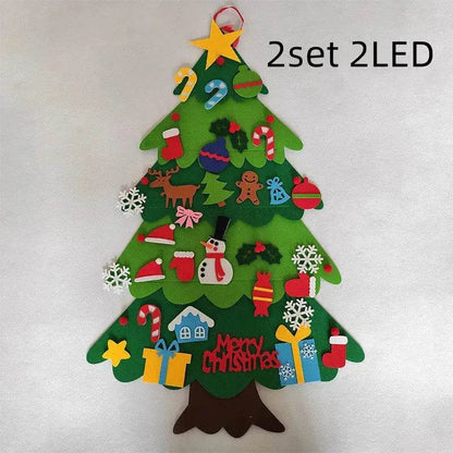 DIY Felt Christmas Tree New Year Toddler Kids Handmade Gift Toys Door Wall Hanging Ornaments Holiday Party Home Decor Set - www.Shopthatapp.com