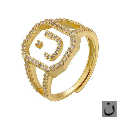 Fashion Micro Inlaid Zircon Arab Letters Ring for women - www.Shopthatapp.com