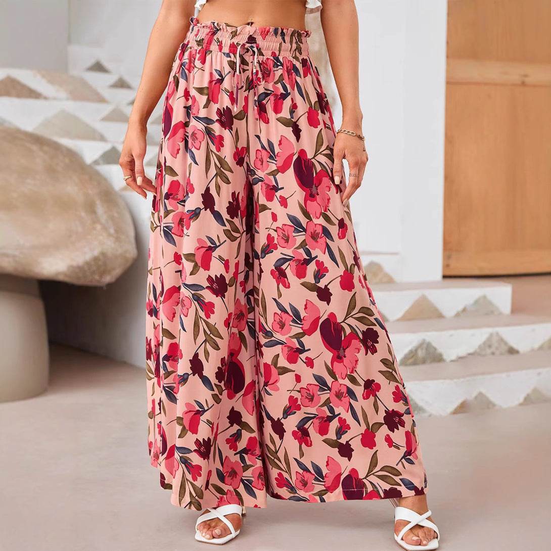 Printed Comfortable Casual High Waist  Wide-leg Floral Palazzo Trousers women - www.Shopthatapp.com