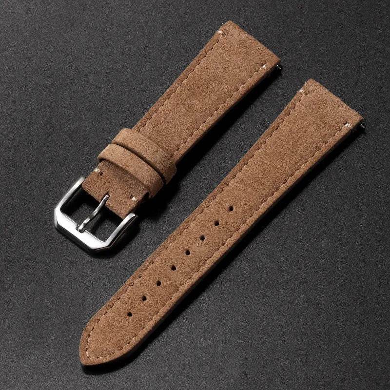 Suede Leather Strap Quick Release Watch Band - www.Shopthatapp.com