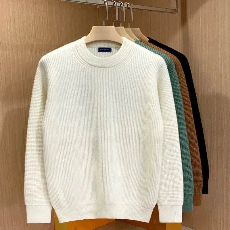 Autumn Fashion Knitted Woolen Thick Round Neck Pullover Sweater for men - www.Shopthatapp.com
