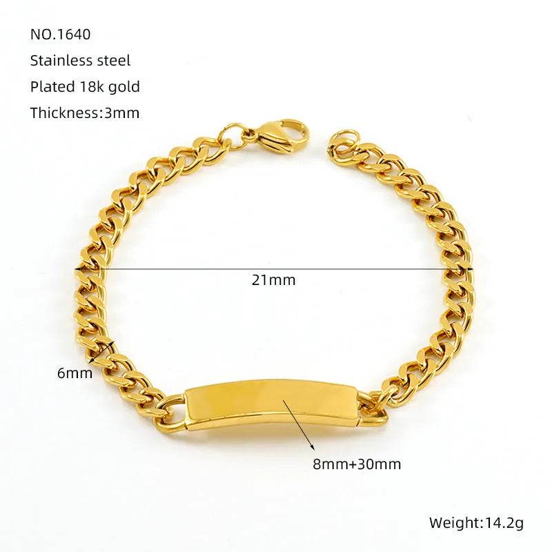 Fashion Stainless Steel Cuban Link Chain Bracelet Numbers - www.Shopthatapp.com