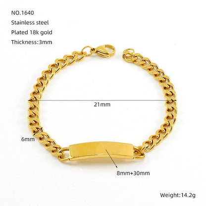 Fashion Stainless Steel Cuban Link Chain Bracelet Numbers - www.Shopthatapp.com