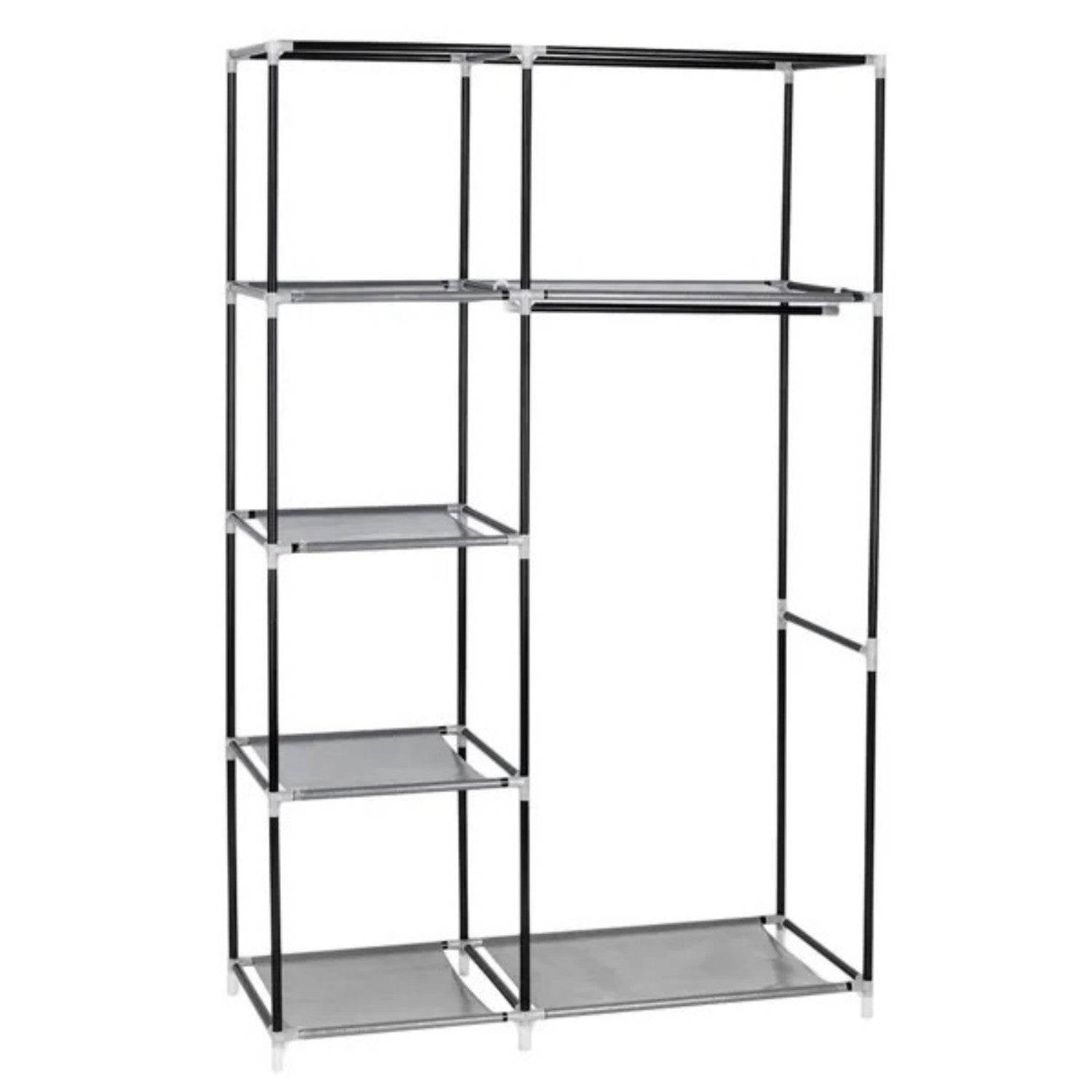 64 Portable Closet Storage Organizer Wardrobe Clothes Rack With Shelves Gray - www.Shopthatapp.com