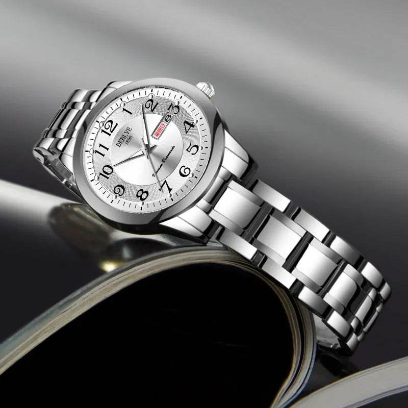 Ultra-thin Steel Strap Double Calendar Luminous Watrproof Watch - www.Shopthatapp.com