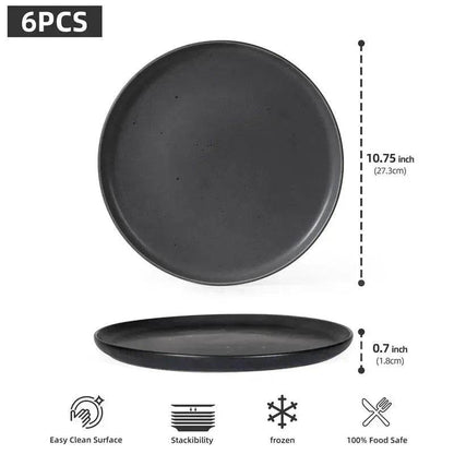 6PCS Flat Ceramic Steak Plate Salad Plates - www.Shopthatapp.com