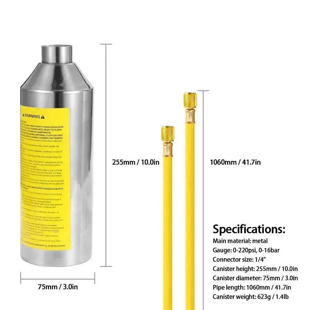 Automotive Air Conditioner System Flush Canister Gun Kit Pipe Maintenance Bottle - www.Shopthatapp.com