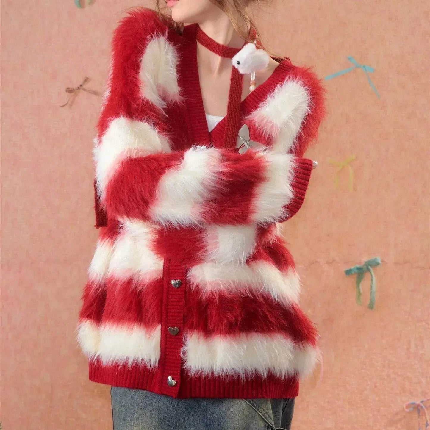 Lady in Red Winter  Christmas Plush Cardigan - www.Shopthatapp.com