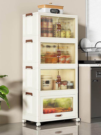 Baby Safety Transparent Opening Lid Indoor Home Decoration Storage Cabinet With Wheels - www.Shopthatapp.com