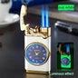 New Lighter With Electric Watch Rocker Arm Automatic Ignition Straight Blue Flame Lighter Creative Real Dial Inflatable Windproof Cigar Lighter Men's Watch Gift - www.Shopthatapp.com