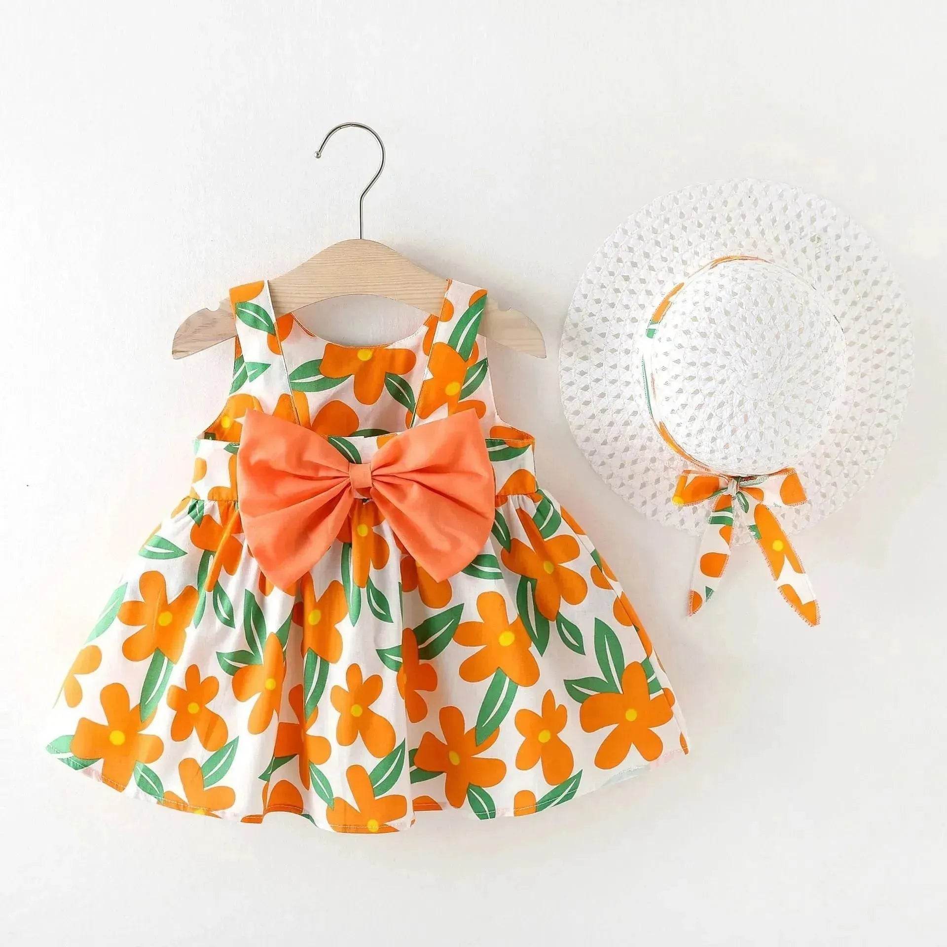 Casual Newborn Baby girl Printed Bow Princess Dress - www.Shopthatapp.com