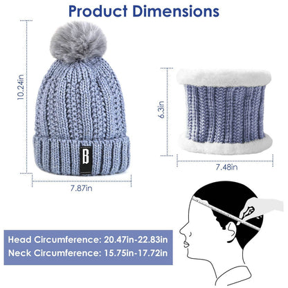 1Set Winter Beanie Hat Scarf Set Women Warm Knitting Skull Cap Neck Warmer For Walking Running Hiking Camping Outdoors Gift - www.Shopthatapp.com