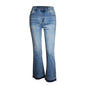 Women's Washed Elastic Loose Wide Leg Ankle-length Bootcut Jeans - www.Shopthatapp.com
