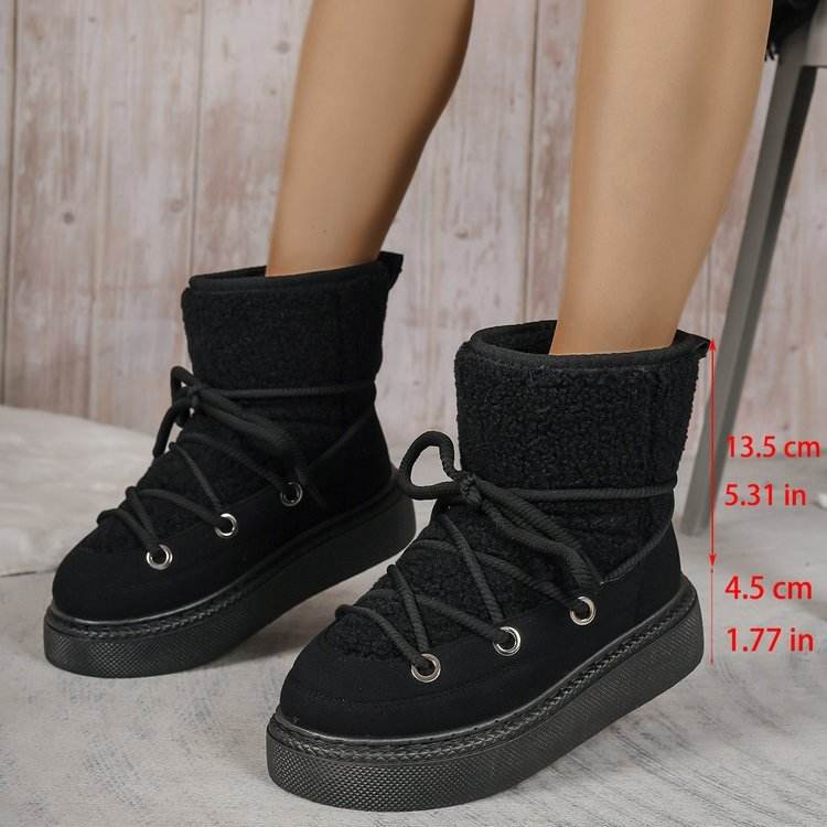Plus Size Platform Cross Strap Snow Boots - www.Shopthatapp.com