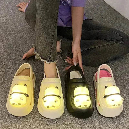2025 Cute Slipper With Panda Lamp Summer Croc Sandals Femme Light Funny Woman Casual Home Slippers Shoes - www.Shopthatapp.com