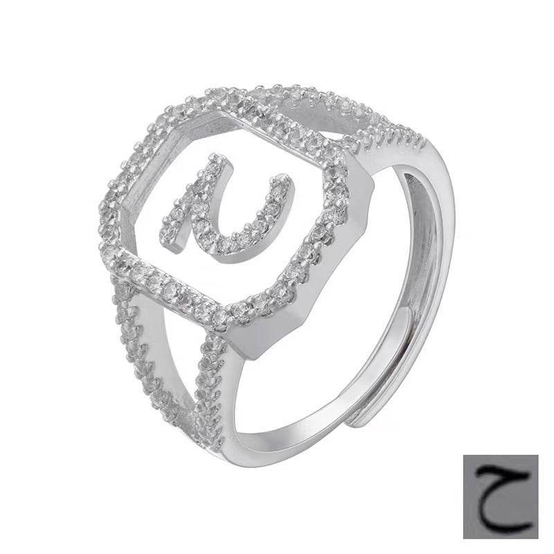 Fashion Micro Inlaid Zircon Arab Letters Ring for women - www.Shopthatapp.com
