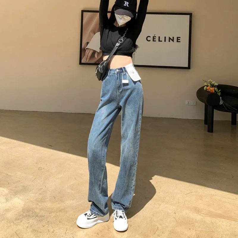 Wide Leg Jeans – High Waist Retro Blue Cotton Pants - www.Shopthatapp.com