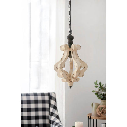 Farmhouse Chandelier, Dilapidated White Chandelier French Country Wood Chandelier For Living Room Foyer, Bulb Not Included - www.Shopthatapp.com