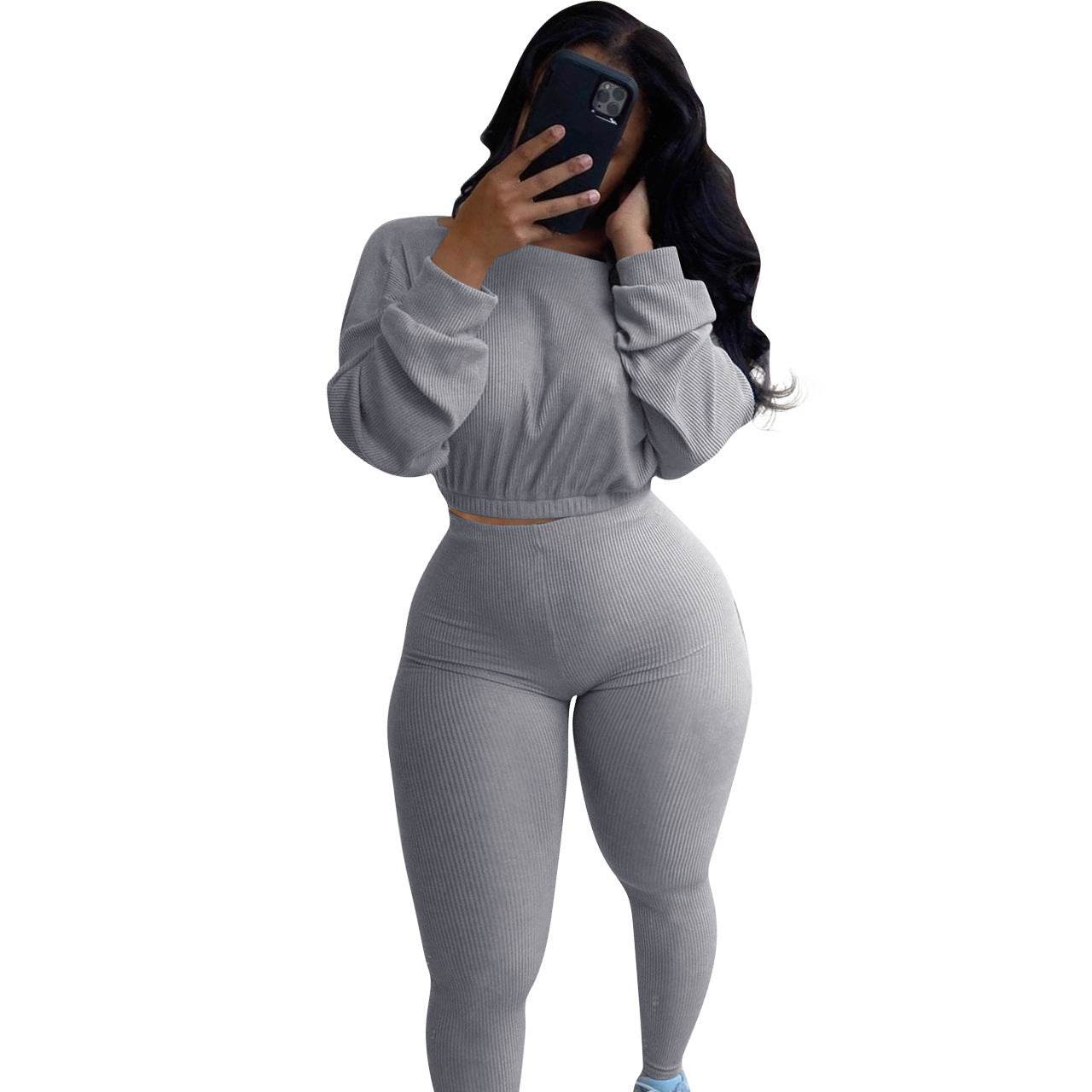 Ladies Autumn 2pcs Athleisure wear Outfit set - www.Shopthatapp.com