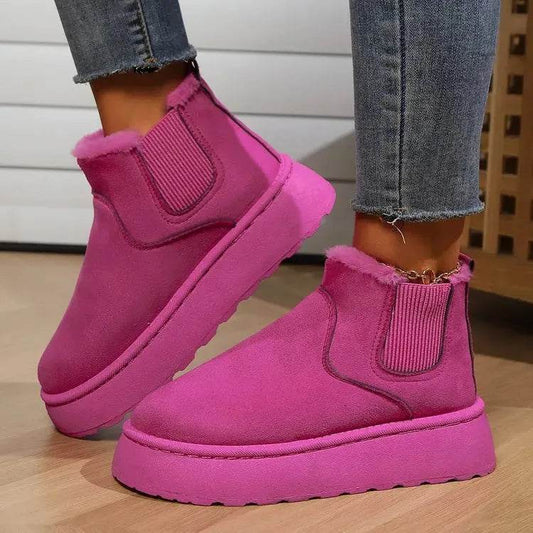 Winter Snow Boots Fashion Flat Thick-soled Cotton Shoes Round Toe Warm Plush Ankle Boot For Women - www.Shopthatapp.com