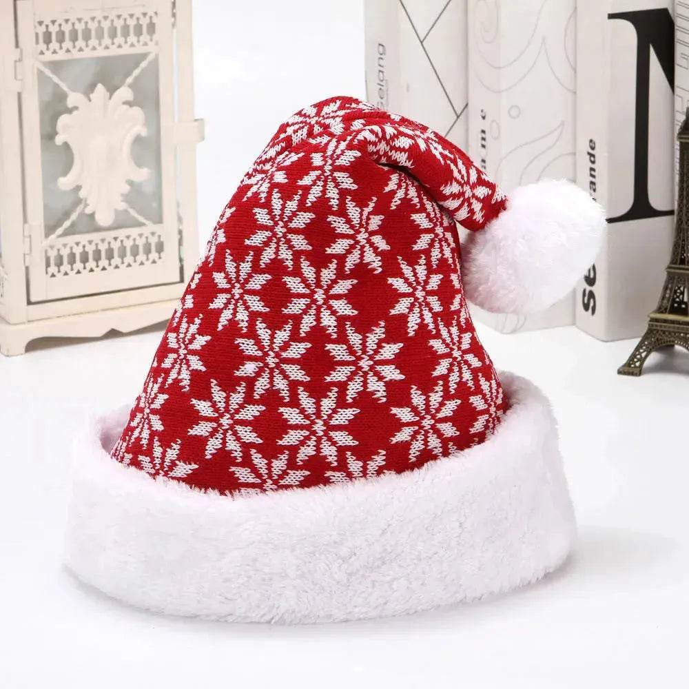 Snowflake Deer Knitted Wool Flannel Christmas Hat - www.Shopthatapp.com