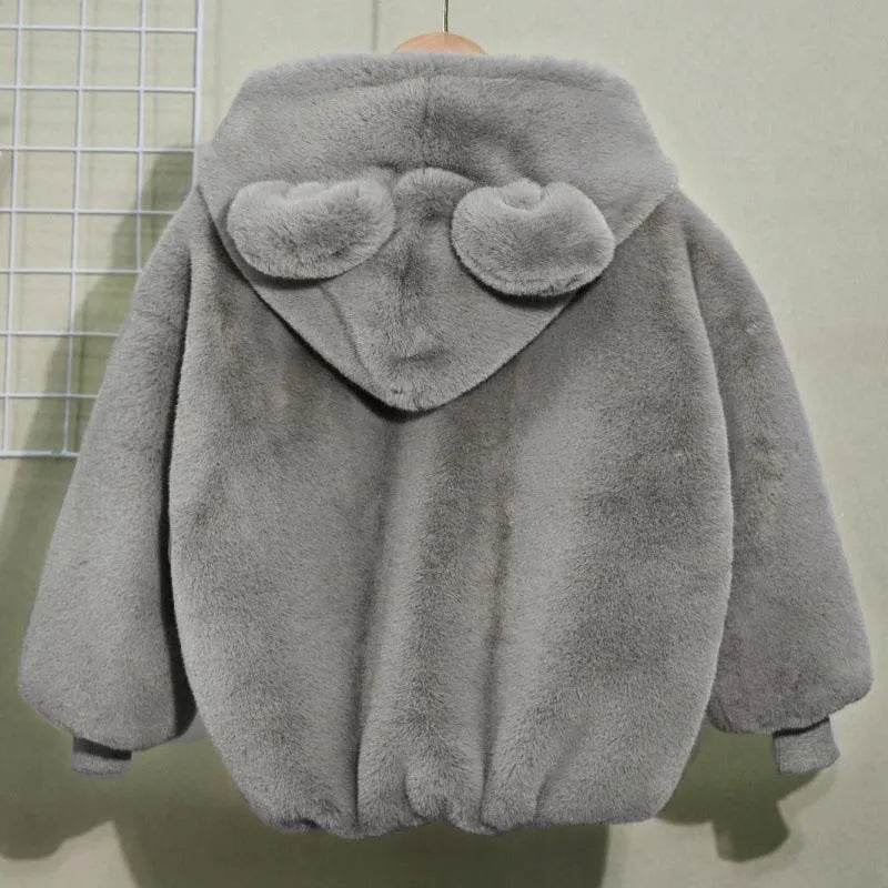 Autumn Winter Thickening Children's Cartoon Fur Hoodie Jacket - www.Shopthatapp.com