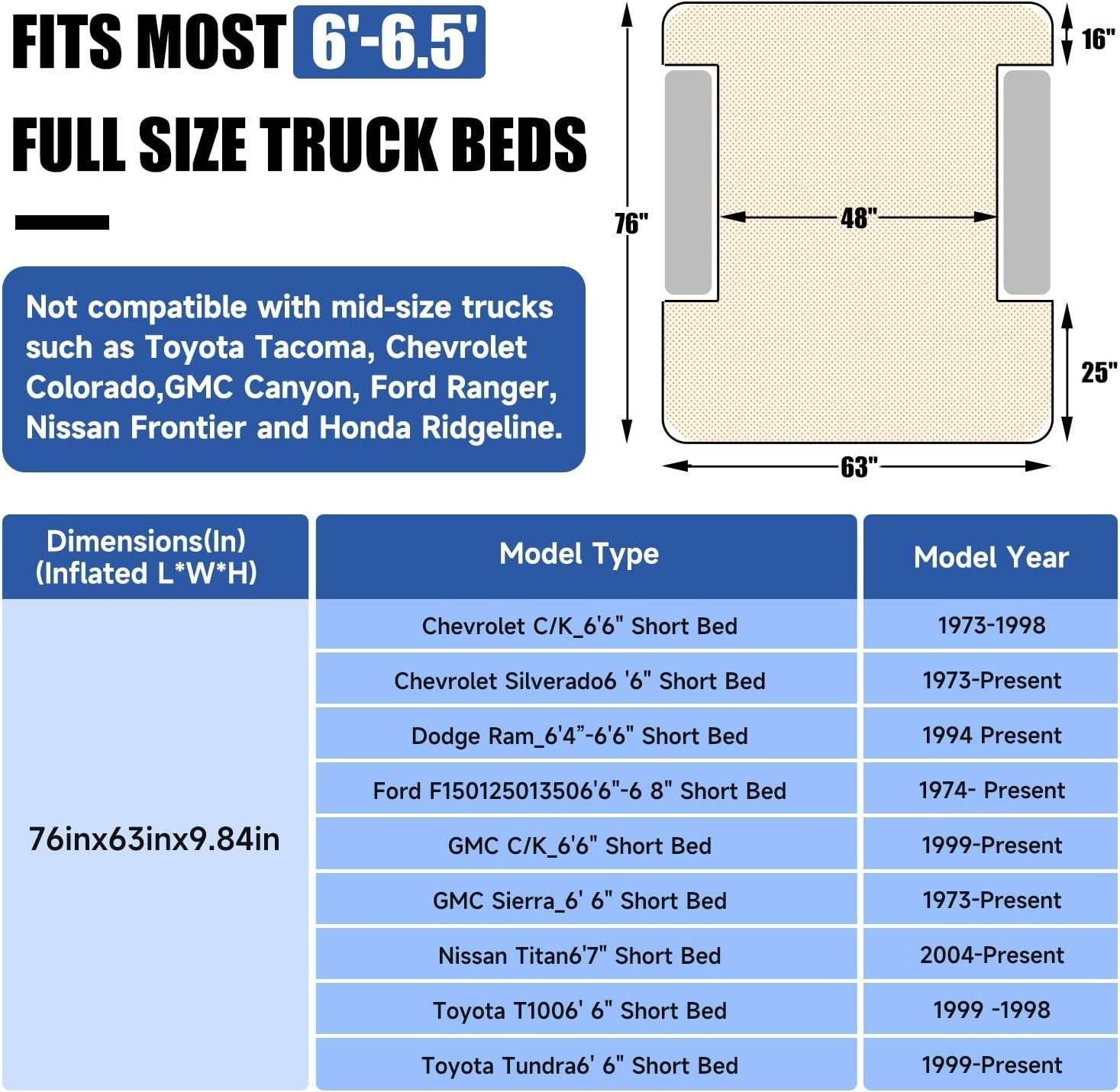 Inflatable Truck Bed Outdoor Camping Air Mattress 6.0-6.5ft - www.Shopthatapp.com