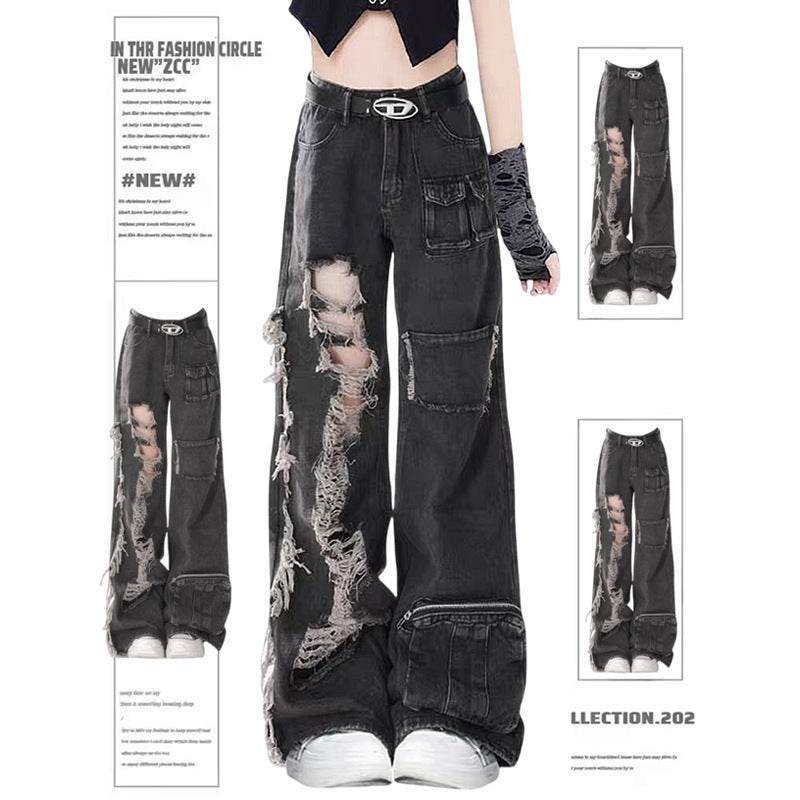 American Street Niche Oversized jeans Cargo pants for women