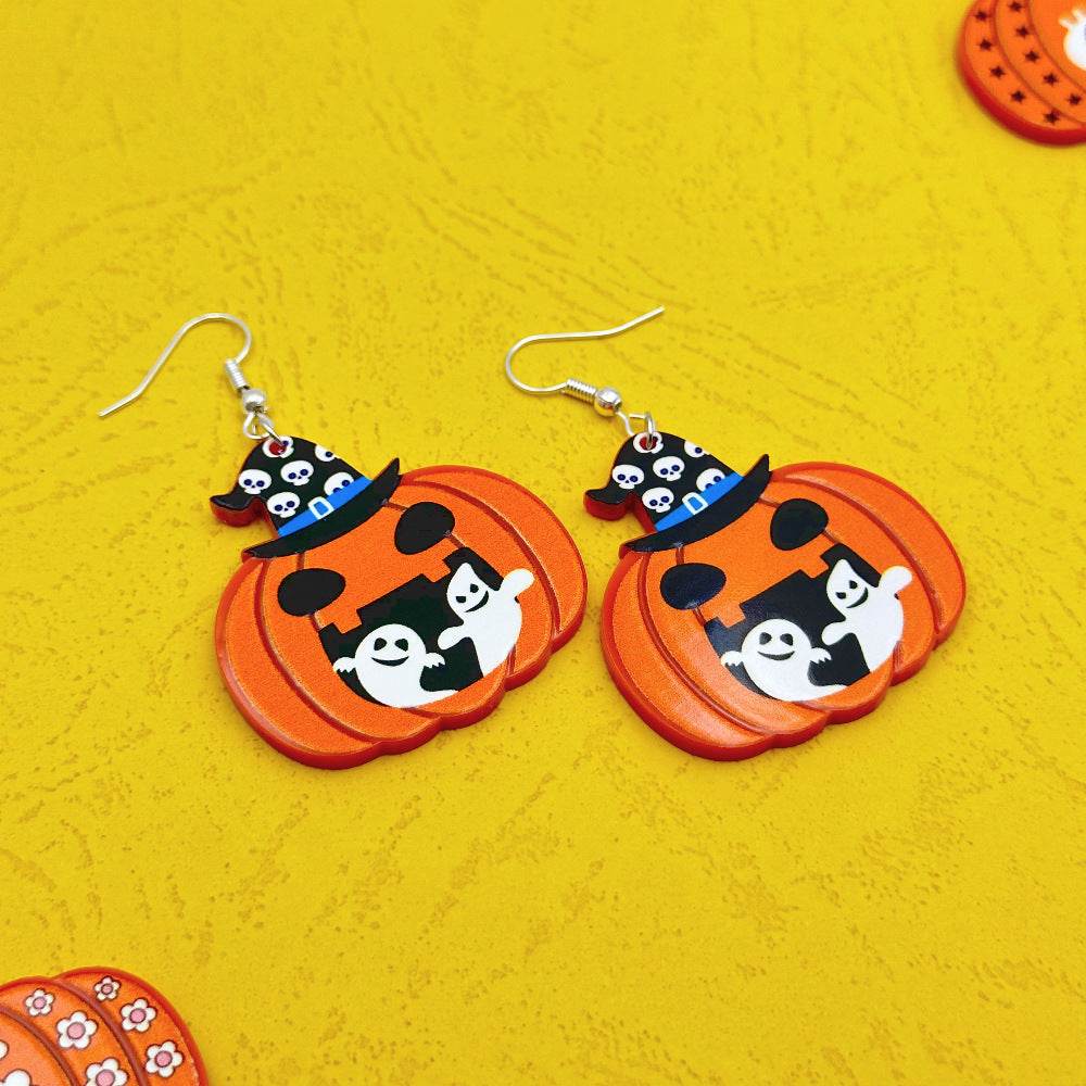 Halloween Day Ornament Colorful Ghost Eyes Funny Acrylic Earrings For Women - www.Shopthatapp.com