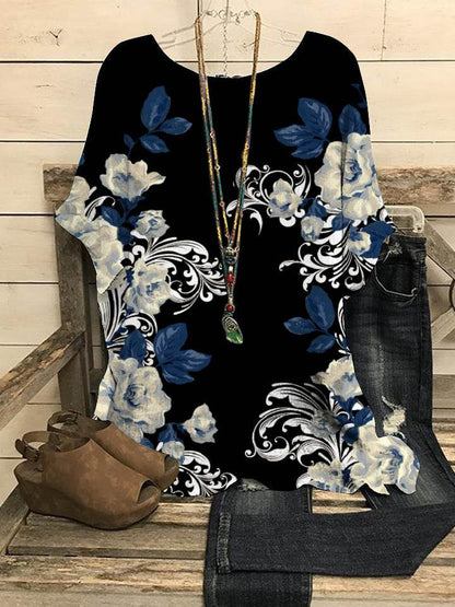 Summer Loose blouse Round Neck Short Sleeve Cotton And Linen Top For Women - www.Shopthatapp.com